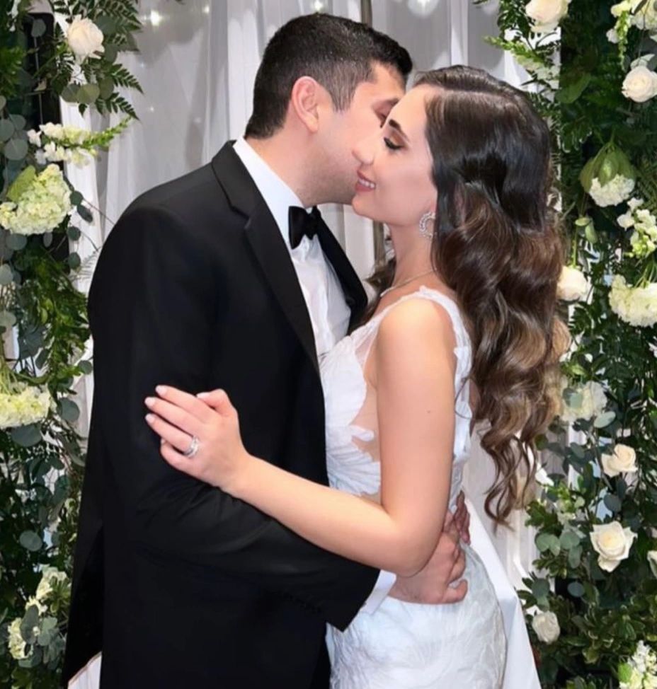 Wedding ceremony kiss